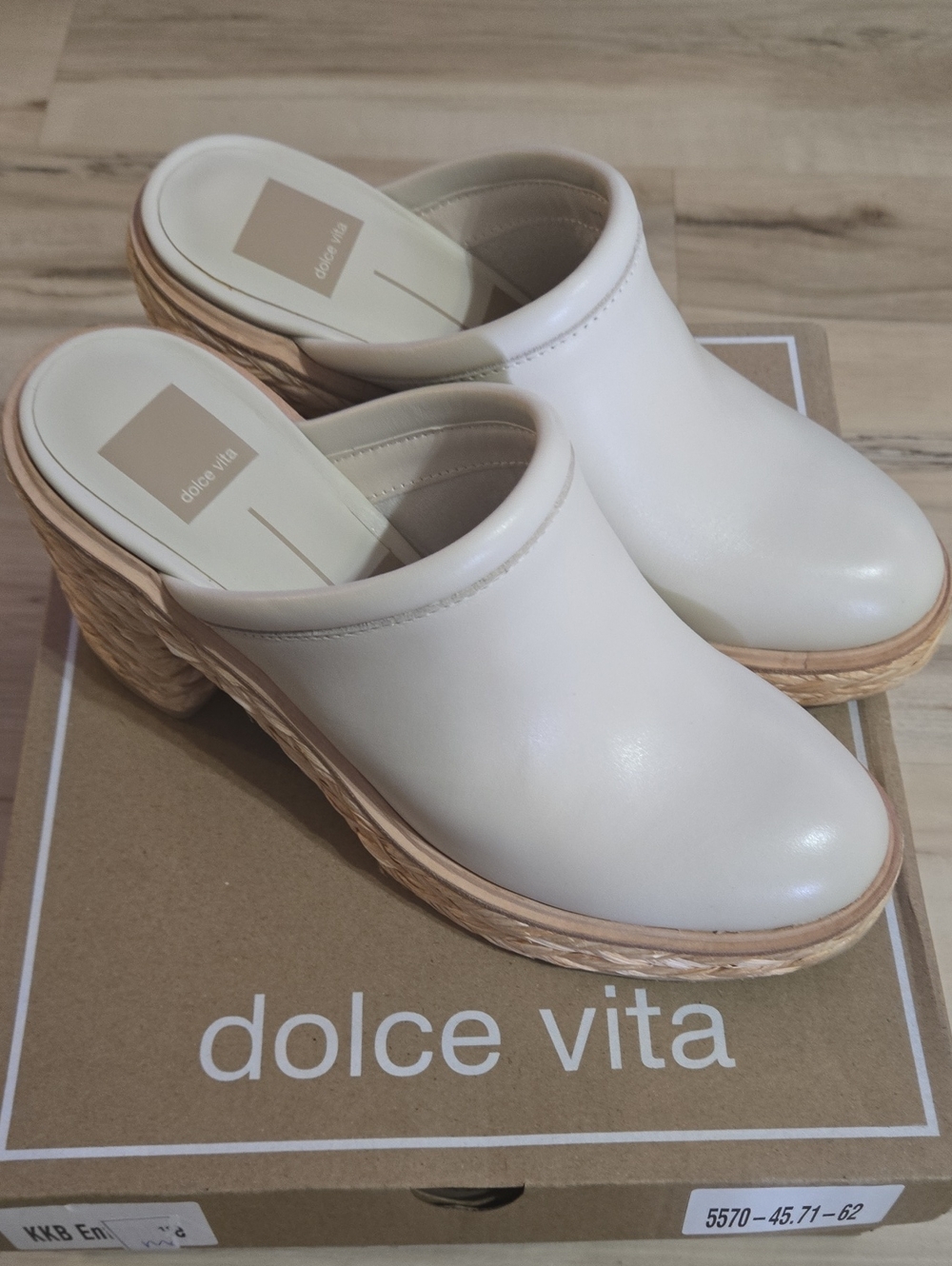 Dolce Vita Cream Leather Espadrille-Style Mule